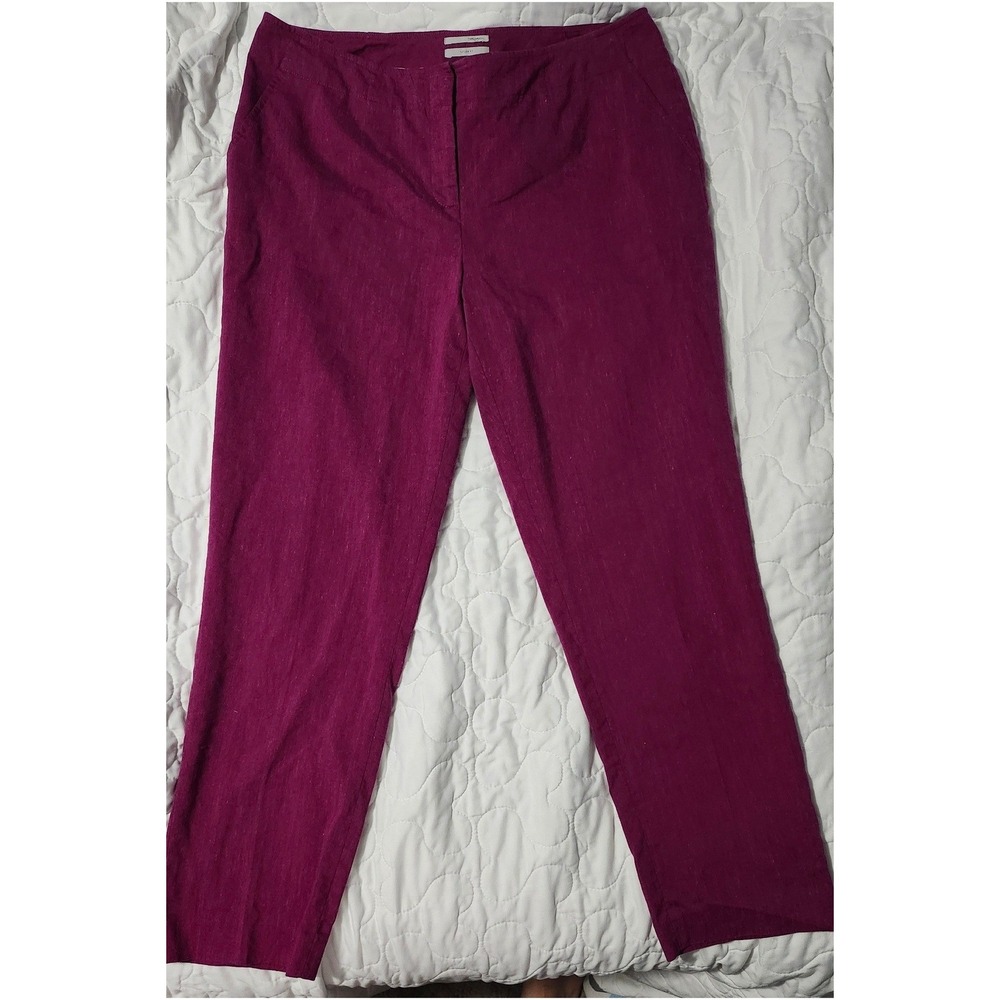 Halogen Taylor Fit Magenta Linen Blend Straight Leg Dress Pants Womens Size 10